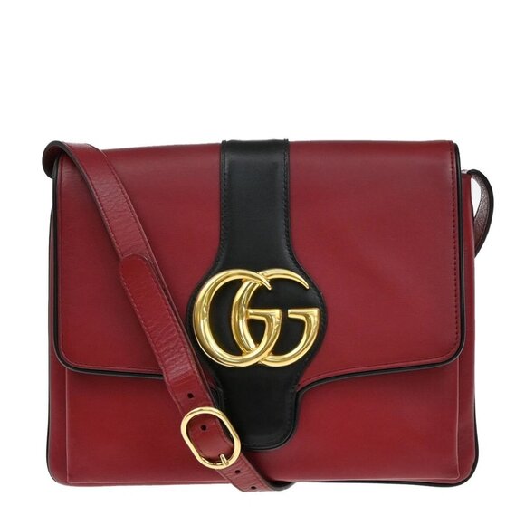 GUCCI Logo GG Marmont Ally Shoulder Bag Leather Red GHW - Picture 1 of 15